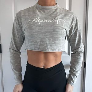 Alphalete Long Sleeve Grey Camo Top size XS